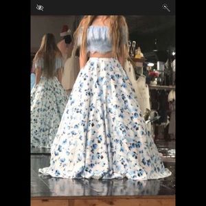 Two piece floral prom dress